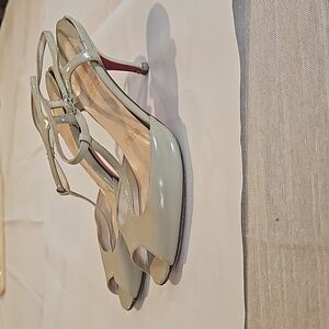 Christian Louboutin Cream Peep Toe Heels